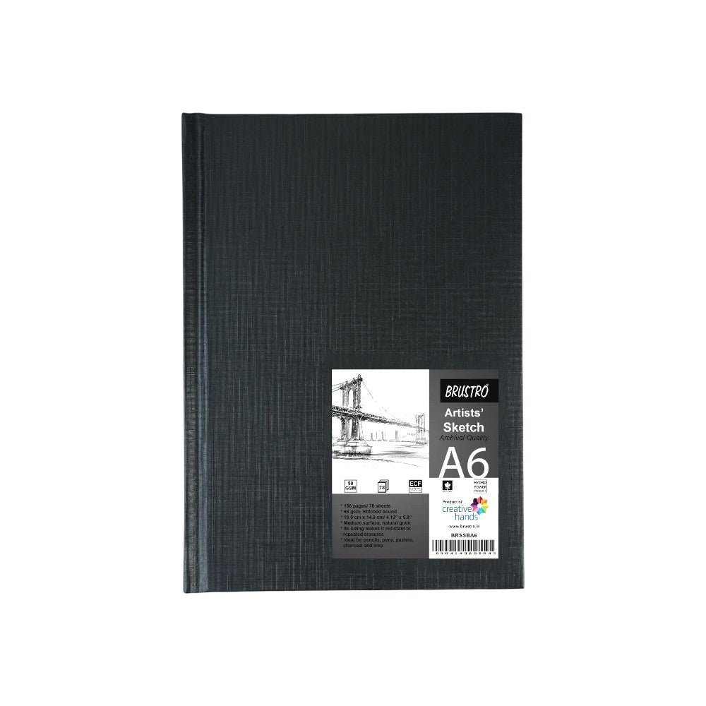 Brustro Artist Stitched Sketchbook A6 Portrait 90 GSM Front View